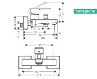 MEDIDAS MONOMANDO BAÑO-DUCHA VERNIS SHAPE HANSGROHE